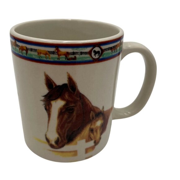 Cedar Valley Stables Horse-Themed Folkcraft Stoneware Mug 2001 - Picture 2 of 5